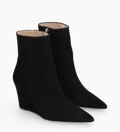 FREE LANCE Paris Bottine zippée à talon compensé - Florence 70 - Cuir velours - Noir Shop