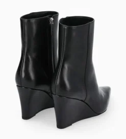 FREE LANCE Paris Bottine zippée à talon compensé - Florence 70 - Cuir de veau lisse brillant - Noir Hot