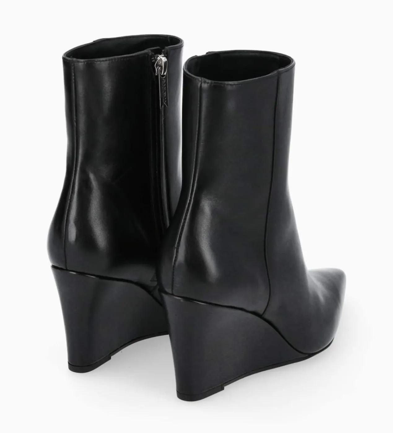 FREE LANCE Paris Bottine zippée à talon compensé - Florence 70 - Cuir de veau lisse brillant - Noir Hot
