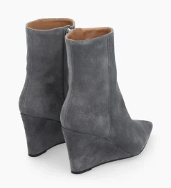 FREE LANCE Paris Bottine zippée à talon compensé - Florence 70 - Cuir velours - Stone Clearance