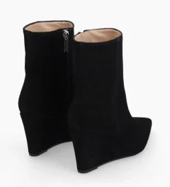 FREE LANCE Paris Bottine zippée à talon compensé - Florence 70 - Cuir velours - Noir Shop