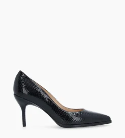 FREE LANCE Paris Escarpin à bout pointu - Jamie 70 - Cuir verni imprimé serpent - Noir Sale