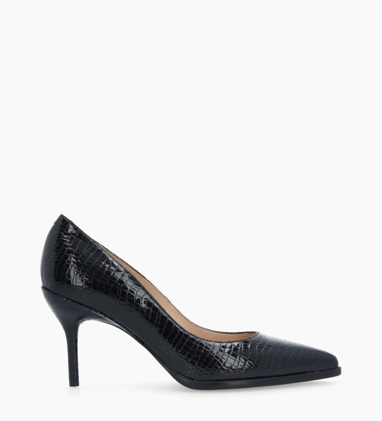 FREE LANCE Paris Escarpin à bout pointu - Jamie 70 - Cuir verni imprimé serpent - Noir Sale