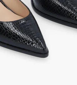 FREE LANCE Paris Escarpin à bout pointu - Jamie 70 - Cuir verni imprimé serpent - Noir Sale