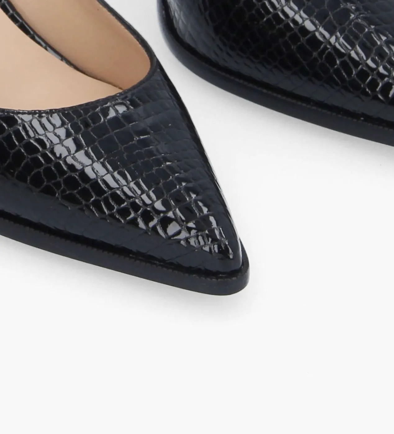 FREE LANCE Paris Escarpin à bout pointu - Jamie 70 - Cuir verni imprimé serpent - Noir Sale