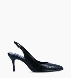 FREE LANCE Paris Escarpin à bride arrière - Jamie 70 - Cuir imprimé python - Noir Hot