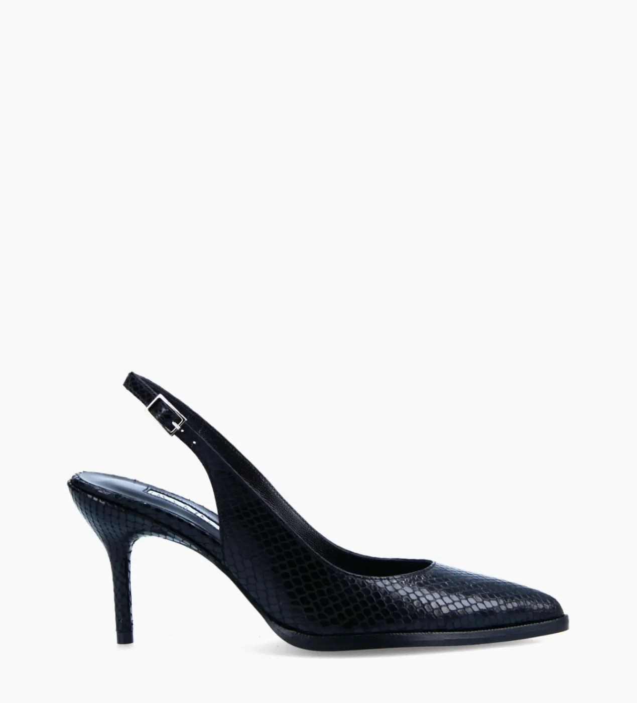FREE LANCE Paris Escarpin à bride arrière - Jamie 70 - Cuir imprimé python - Noir Hot