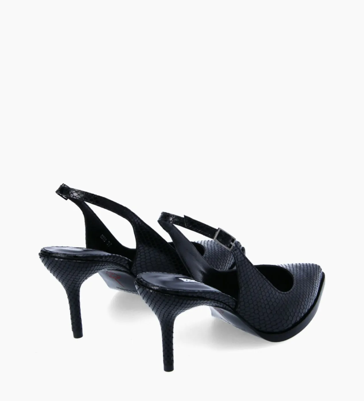 FREE LANCE Paris Escarpin à bride arrière - Jamie 70 - Cuir imprimé python - Noir Hot