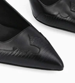FREE LANCE Paris Escarpin à bride arrière - Suzy 60 - Cuir lisse/Cuir imprimé lézard - Noir Store
