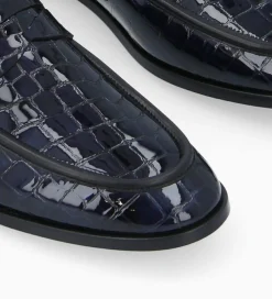 FREE LANCE Paris Mocassin - Anaïs - Cuir imprimé crocodile verni - Noir Shop