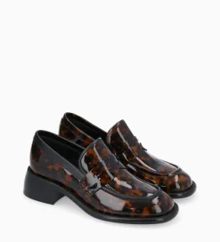 FREE LANCE Paris Mocassin à talon à bout carré - Anaïs 50 - Cuir vernis - Turtle Clearance
