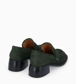 FREE LANCE Paris Mocassin à talon à bout carré - Anaïs 50 - Cuir velours - Militaire Store