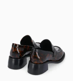 FREE LANCE Paris Mocassin à talon à bout carré - Anaïs 50 - Cuir vernis - Turtle Clearance