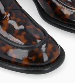 FREE LANCE Paris Mocassin à talon à bout carré - Anaïs 50 - Cuir vernis - Turtle Clearance