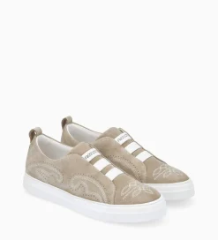 FREE LANCE Paris Sneaker - Panic - Cuir velours - Grège Clearance