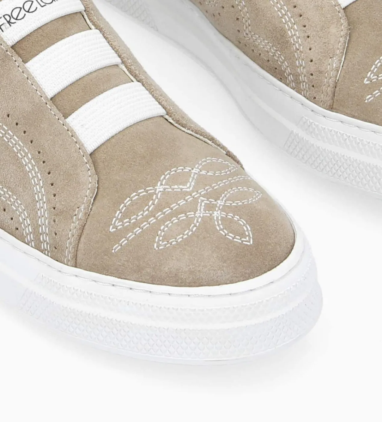 FREE LANCE Paris Sneaker - Panic - Cuir velours - Grège Clearance